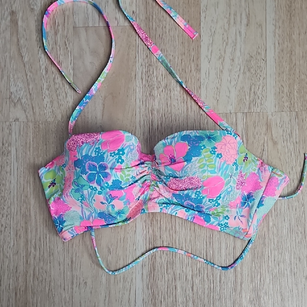 Victoria's Secret Pink and Blue Floral Kids Bikini Top